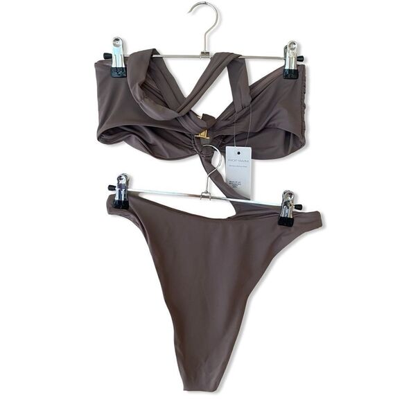 NWT Riot Swim Belen One Piece Mystic taupe gray monokini swimsuit Revolve L - Picture 4 of 10